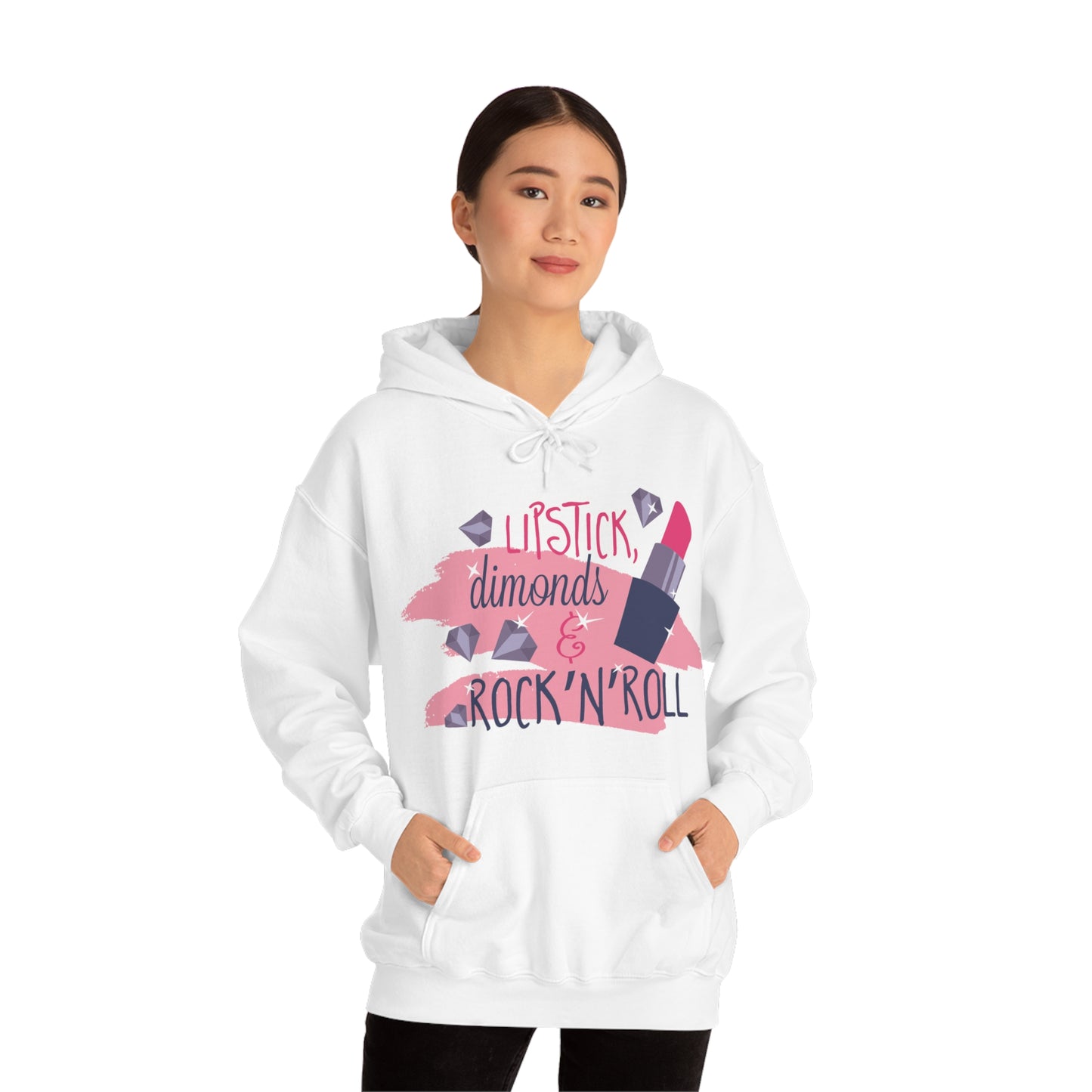 Lipstick-Diamonds and Rock & Roll Hoodie