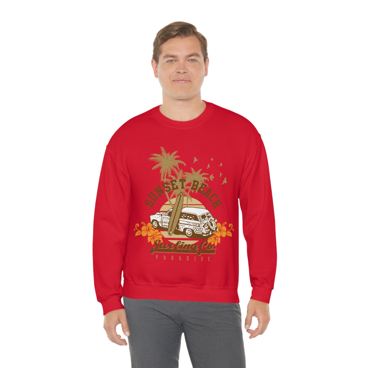 Sunset Beach Surfing Paradise Crewneck Sweatshirt