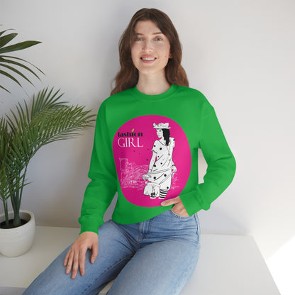 Pink Fashion girl Crewneck Sweatshirt