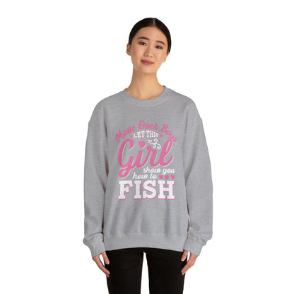 Girl Fishing Crewneck Sweatshirt