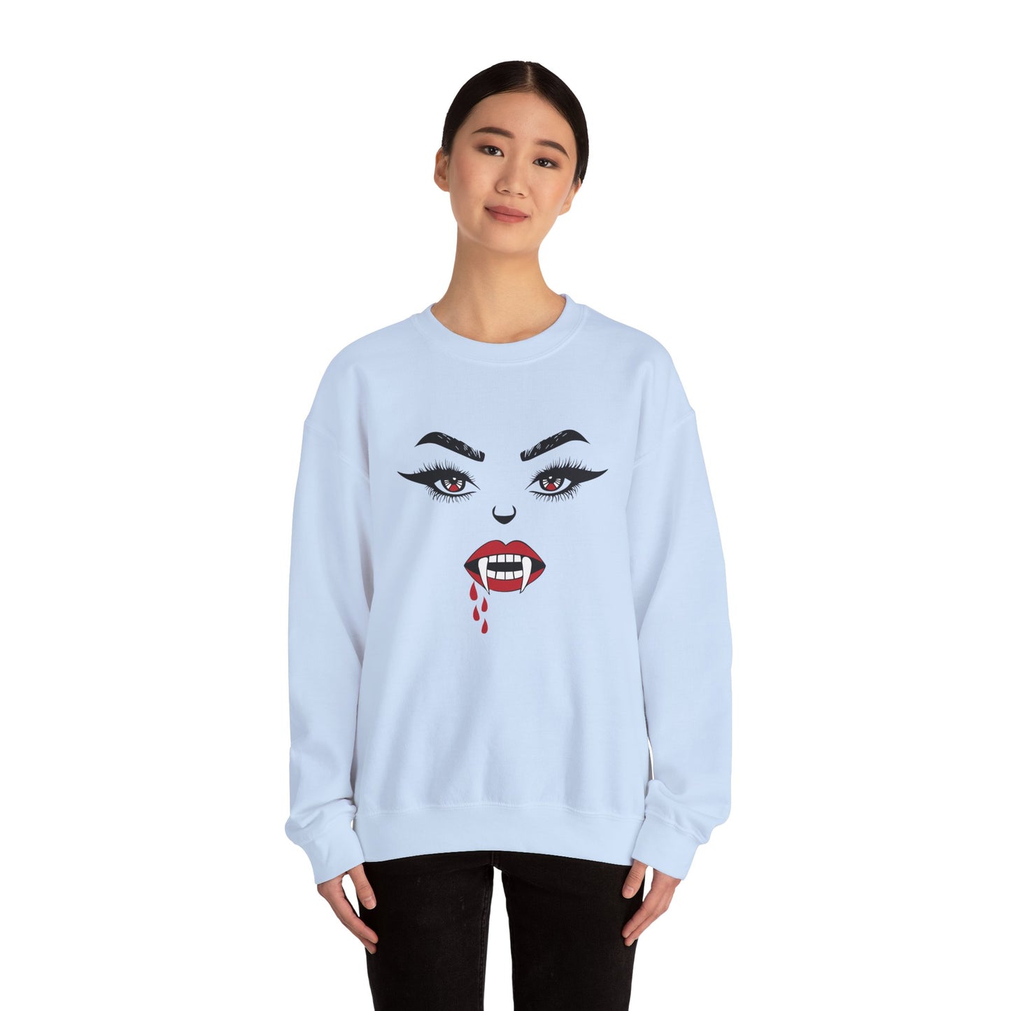 Sexy woman vampire mouth Crewneck Sweatshirt