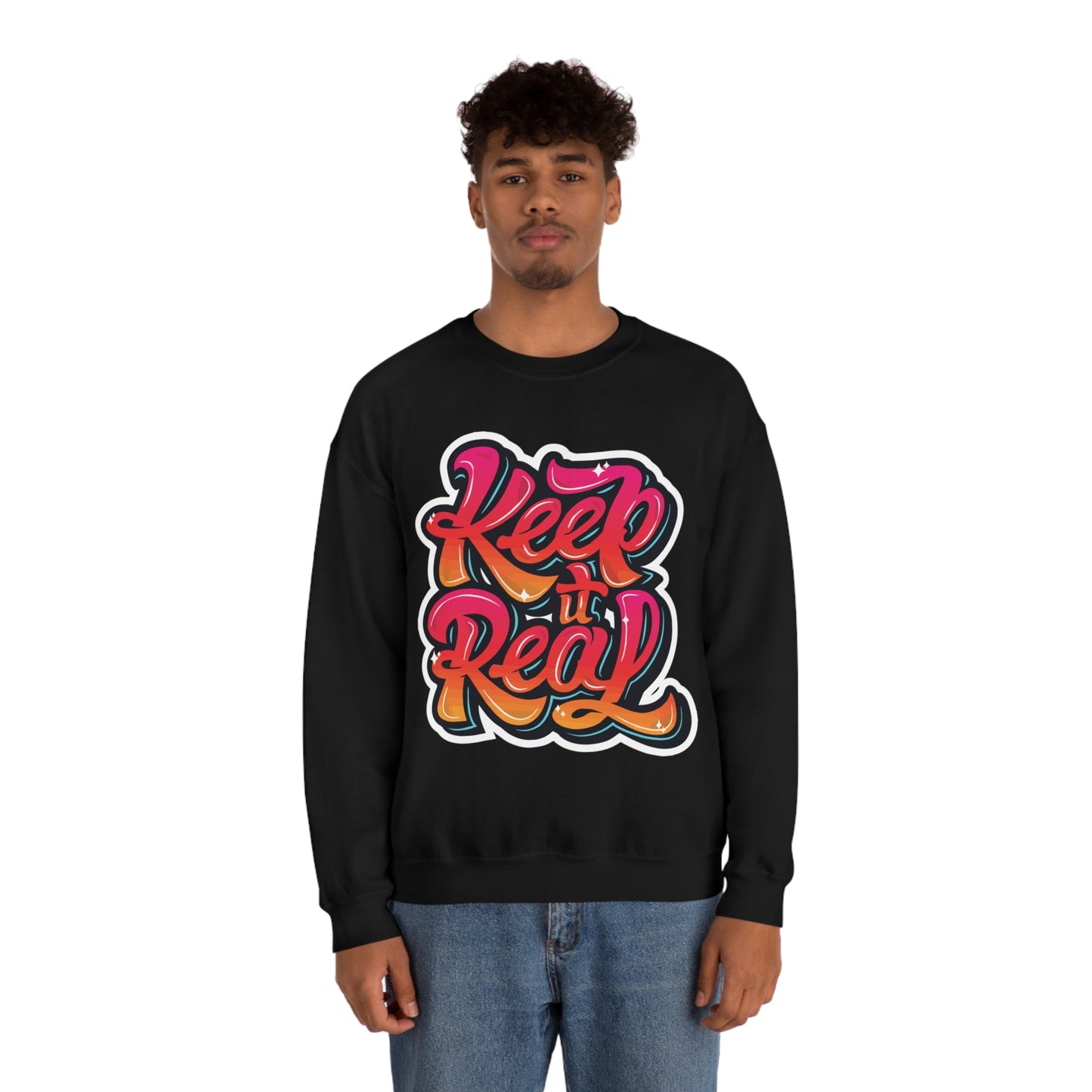 Keep it real colorful graffiti logo Crewneck Sweatshirt