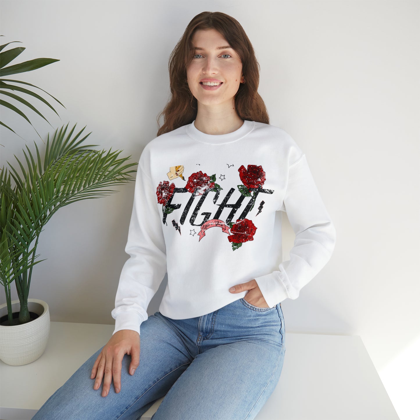 Fight Like A Girl Crewneck Sweatshirt