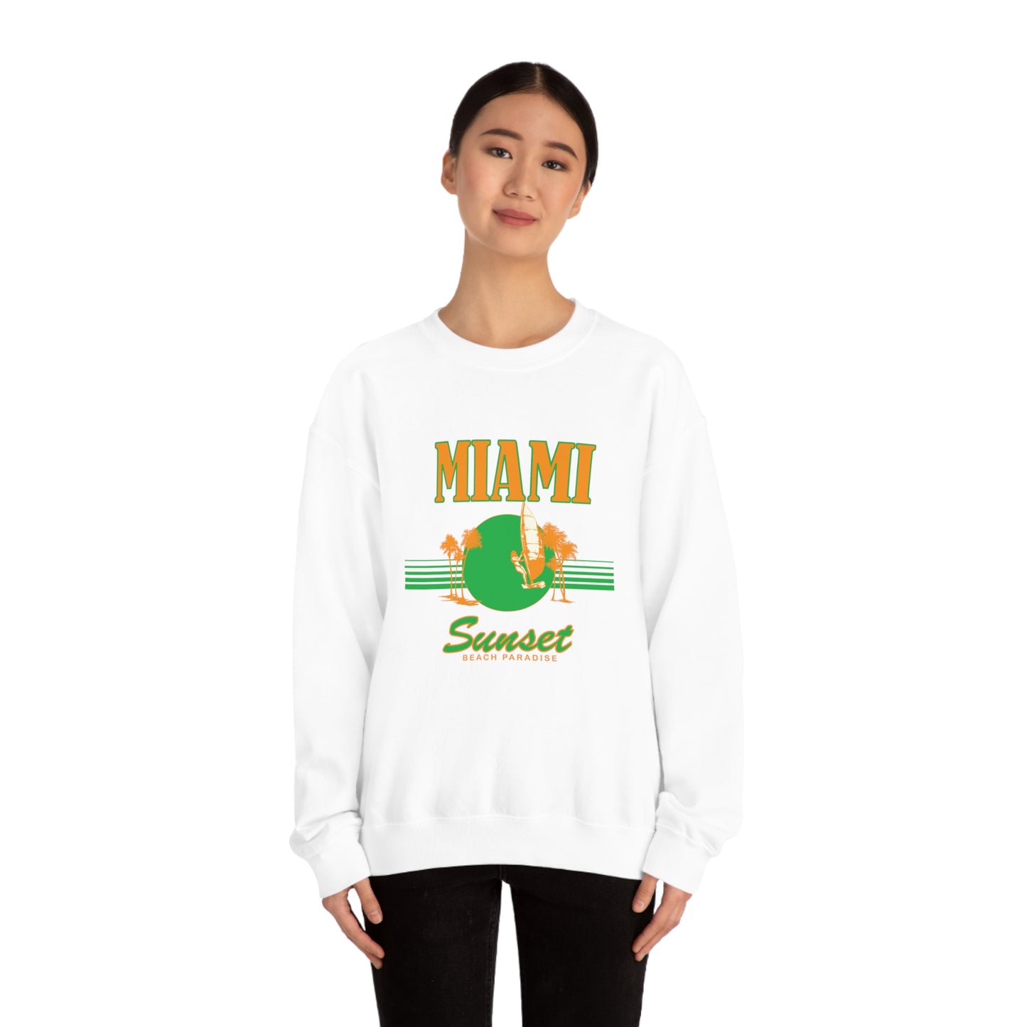 Miami Sunset Beach Paradise Crewneck Sweatshirt