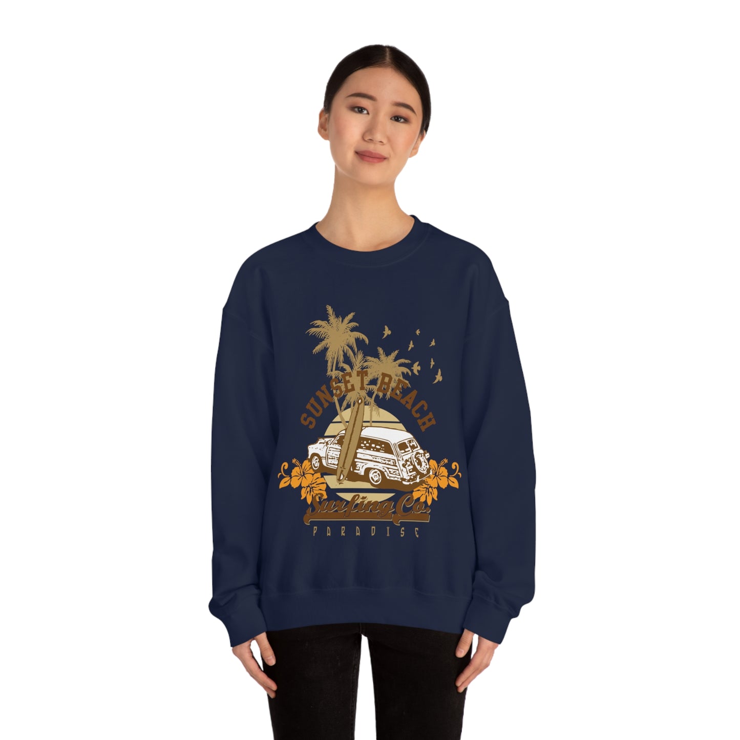 Sunset Beach Surfing Paradise Crewneck Sweatshirt