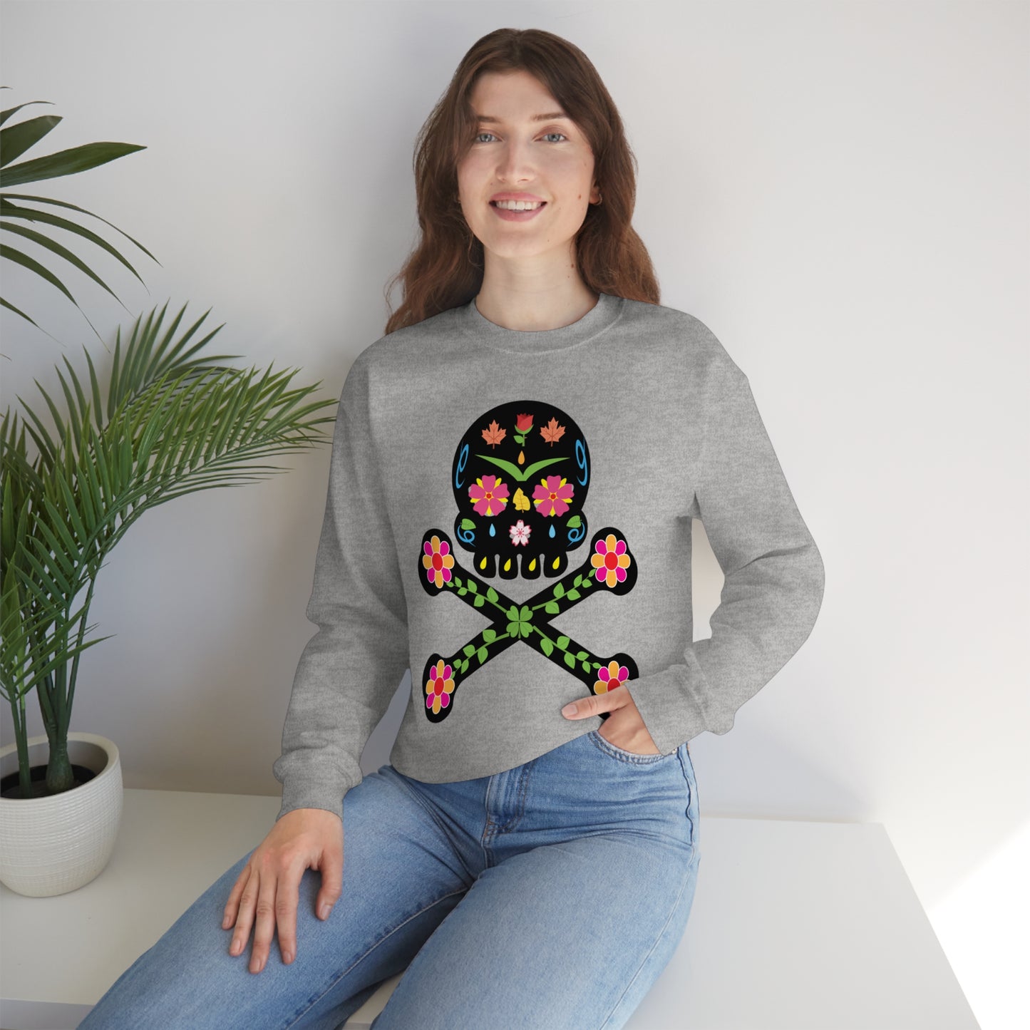 Day of the Dead Skull Crewneck Sweatshirt