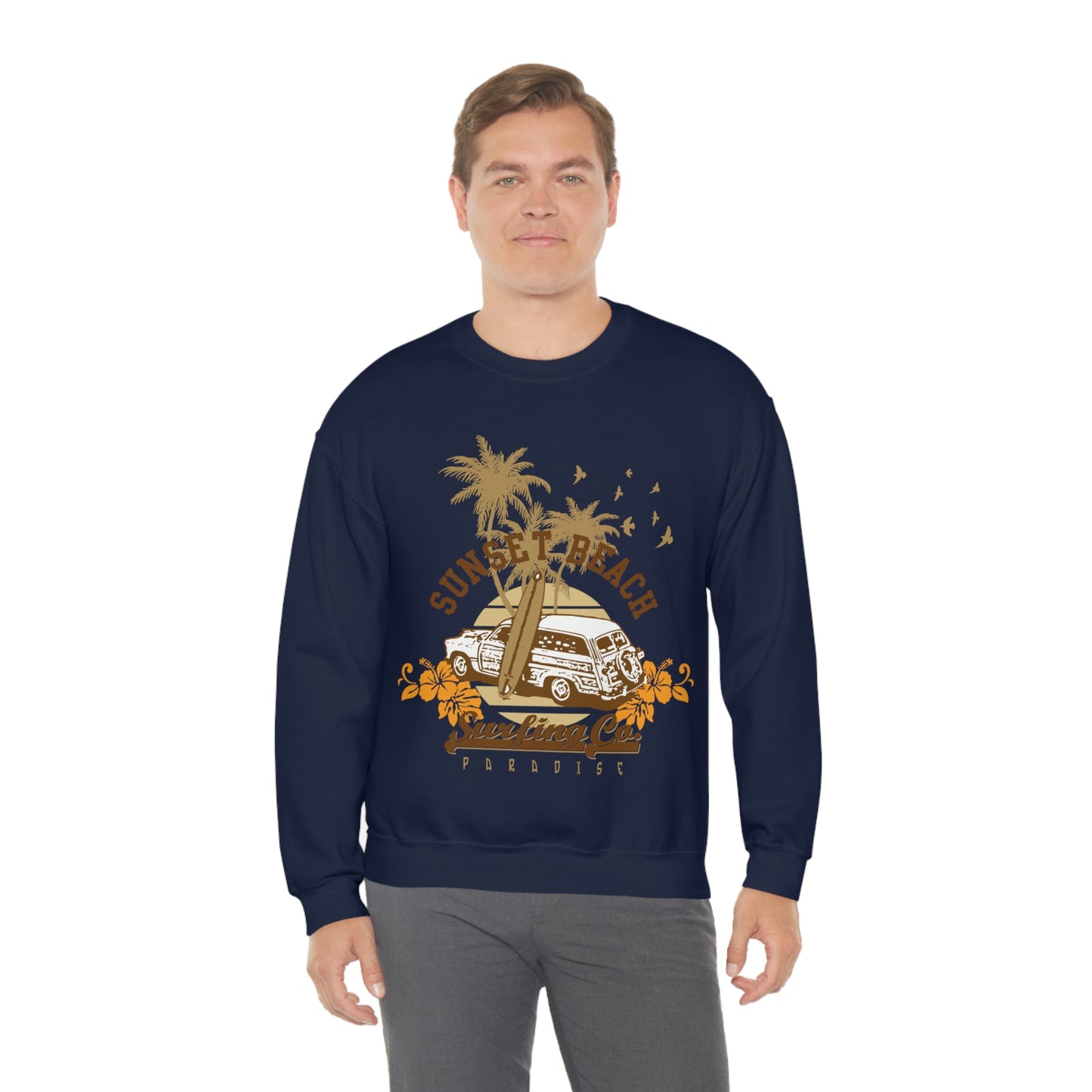 Sunset Beach Surfing Paradise Crewneck Sweatshirt