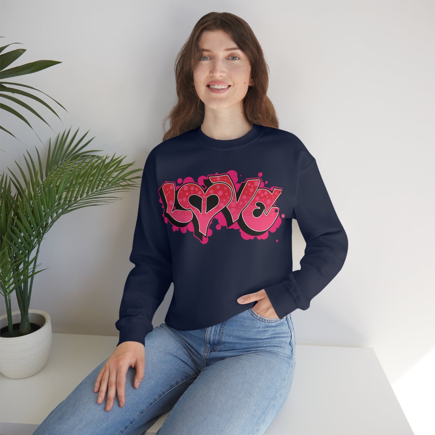 Peace and Love graffiti Crewneck Sweatshirt