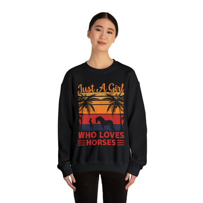 A girl who loves horses vintage Crewneck Sweatshirt