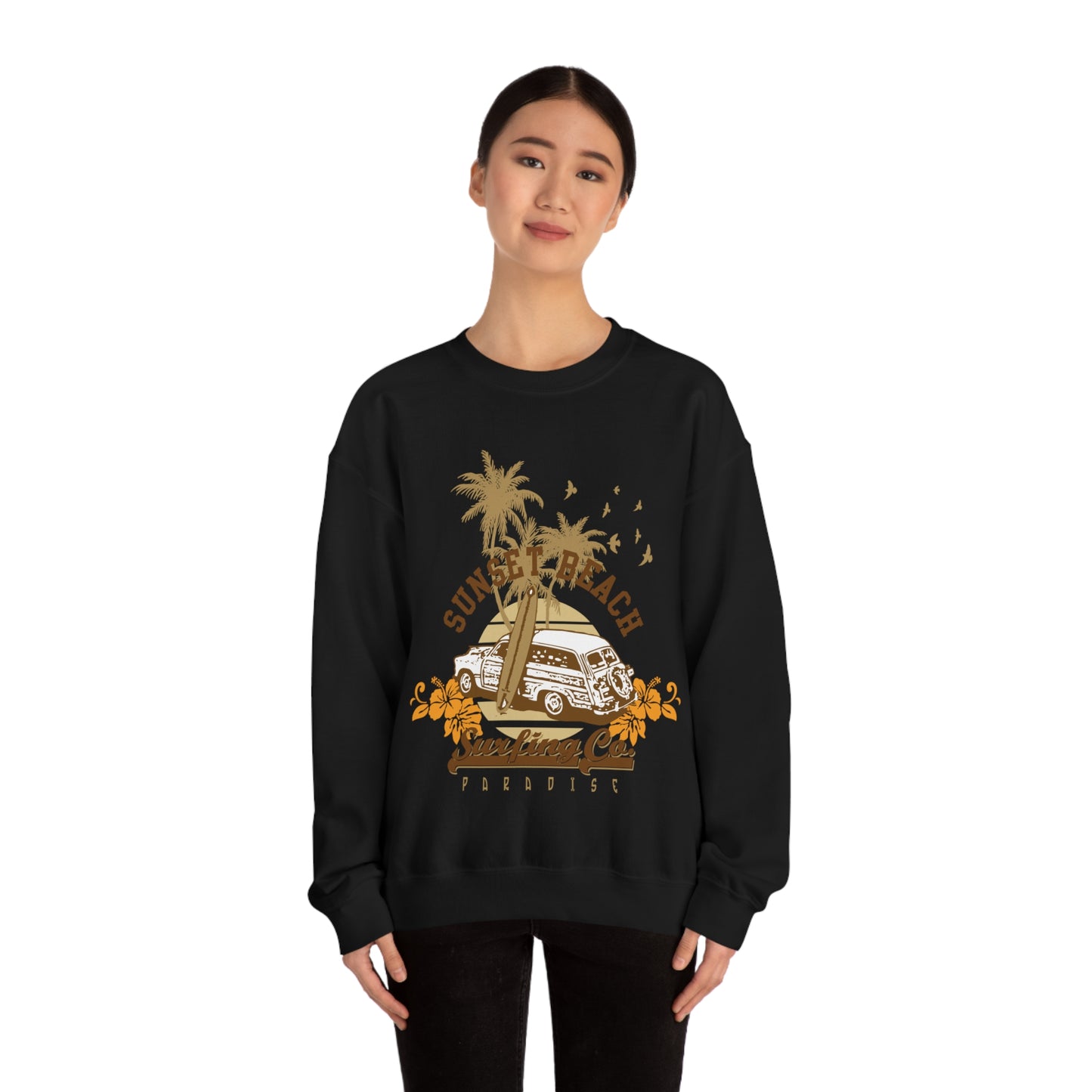 Sunset Beach Surfing Paradise Crewneck Sweatshirt