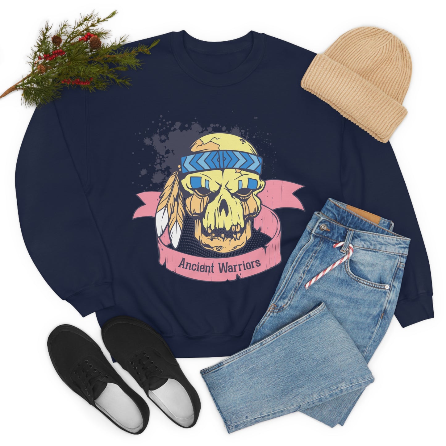 Ancient Warrior Skull Chief Crewneck Sweatshirt