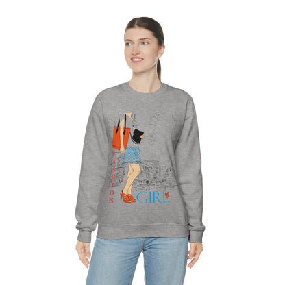 Fashion girl with a bag Crewneck Sweatshirt