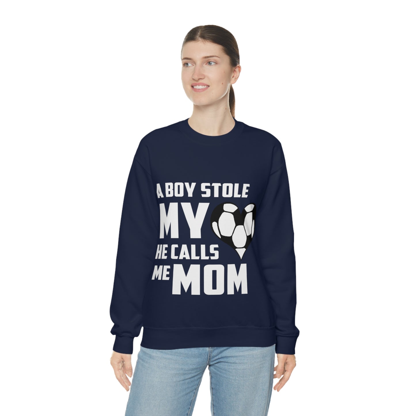 A boy stole my heart he calls me mom Crewneck Sweatshirt