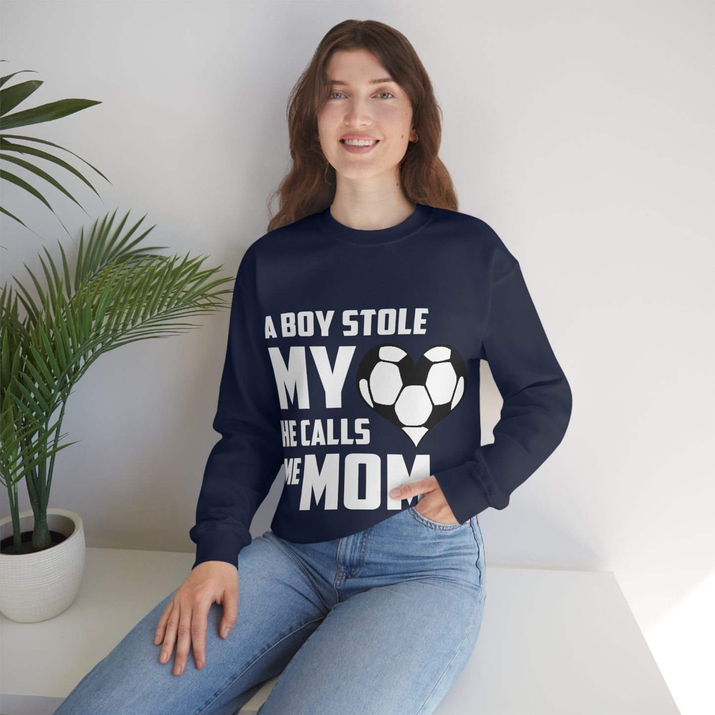 A boy stole my heart he calls me mom Crewneck Sweatshirt