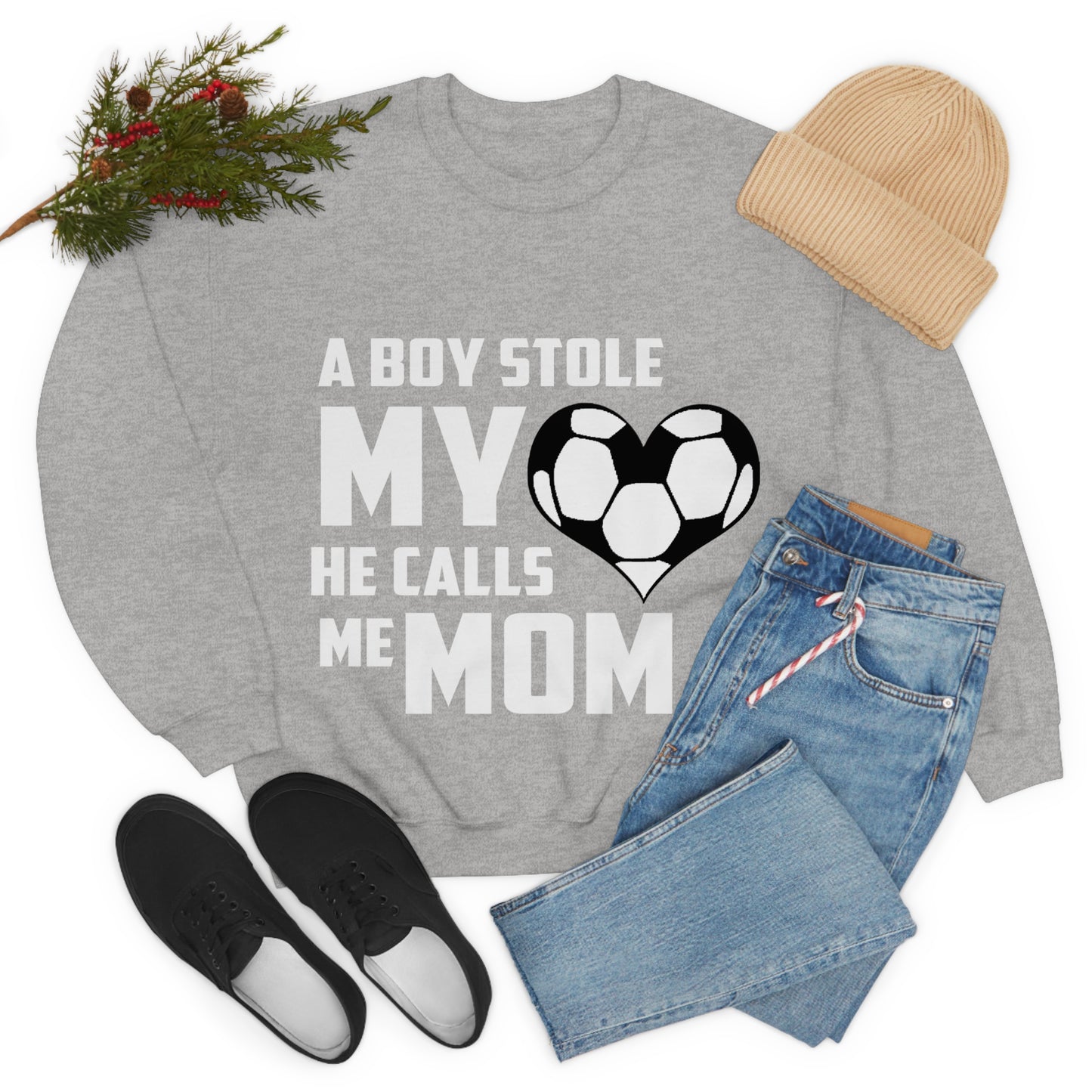 A boy stole my heart he calls me mom Crewneck Sweatshirt