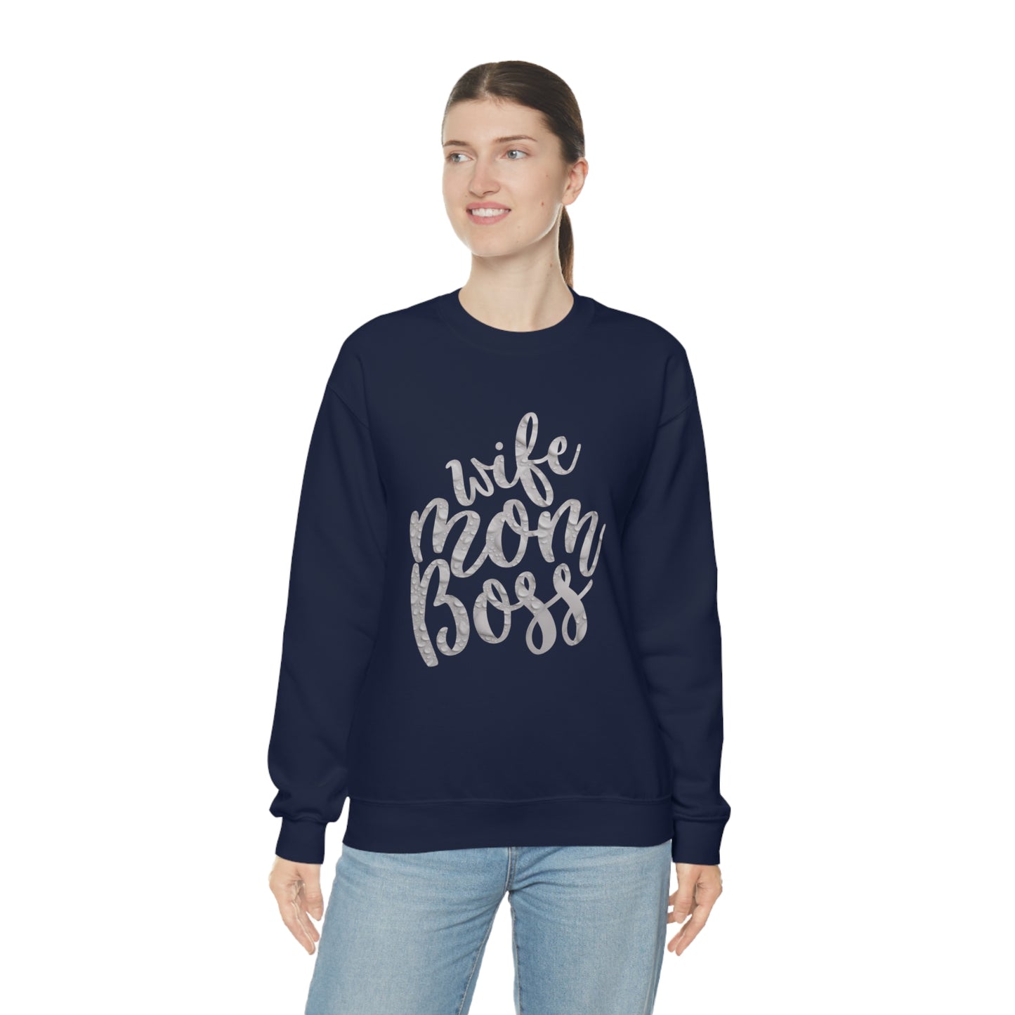 wife mom boss Crewneck Sweatshirt