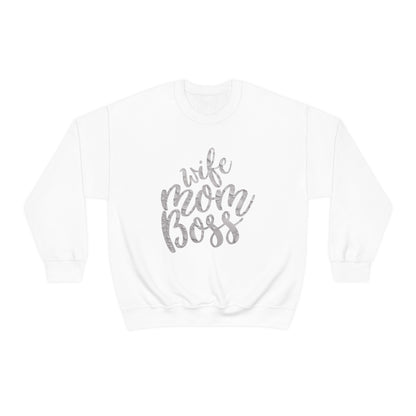 wife mom boss Crewneck Sweatshirt