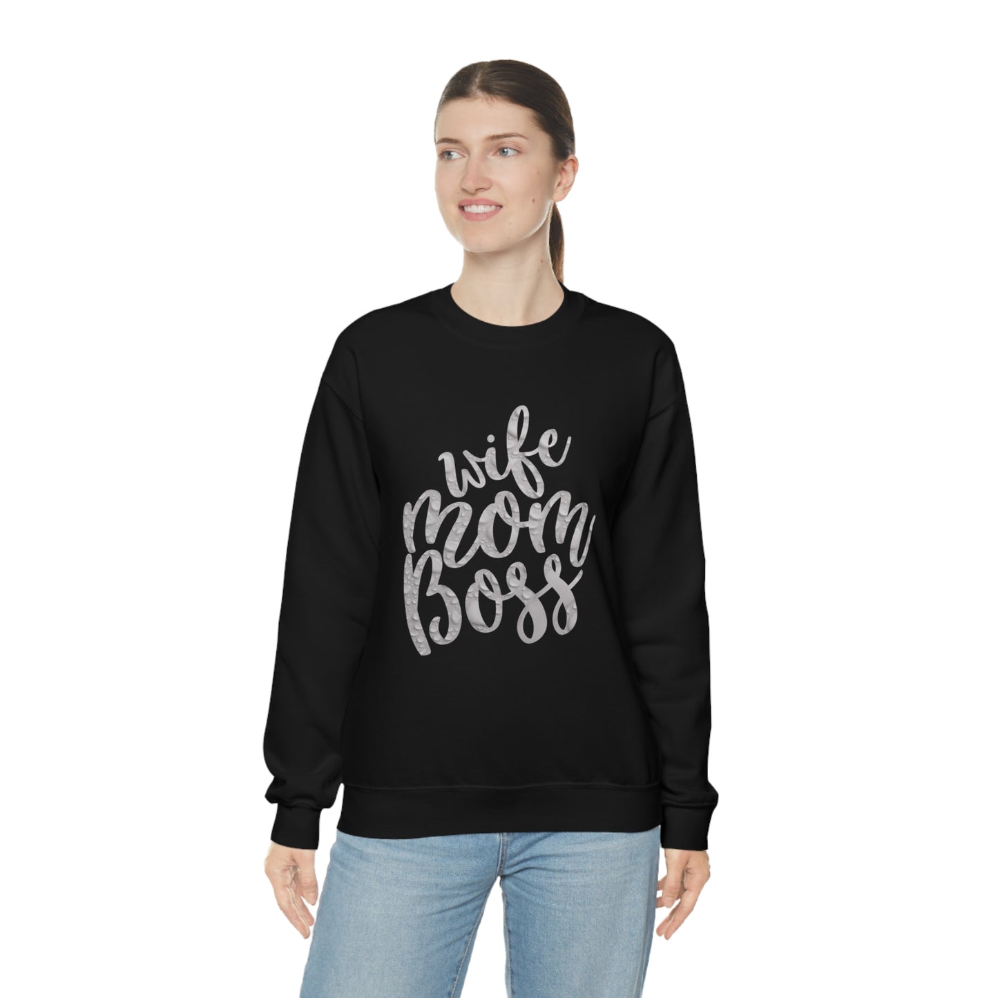 wife mom boss Crewneck Sweatshirt