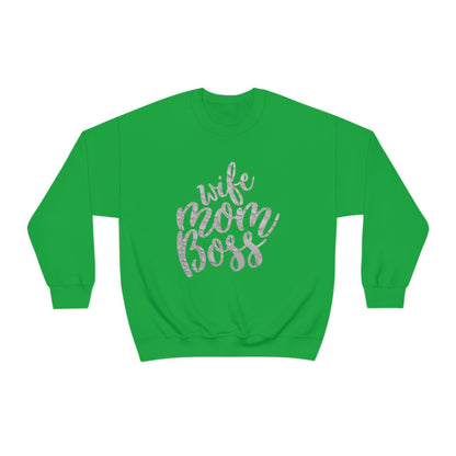 wife mom boss Crewneck Sweatshirt