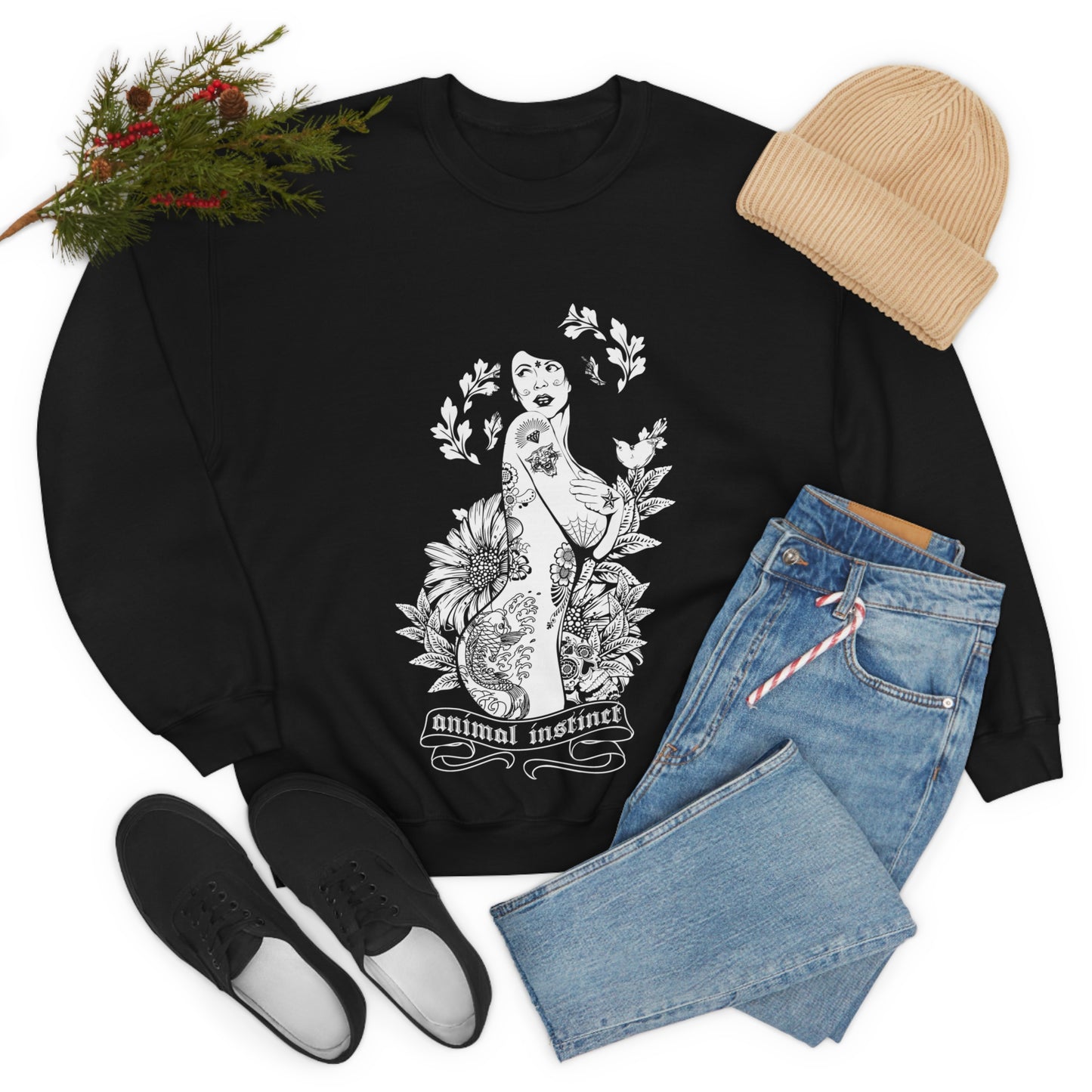 Animal instinct Tattoo Crewneck Sweatshirt