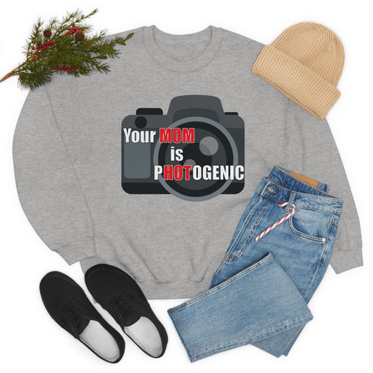 Your Mom is pHOTogenic Camera Crewneck Sweatshirt