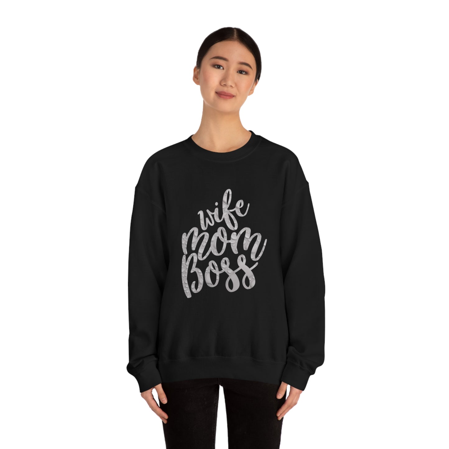 wife mom boss Crewneck Sweatshirt